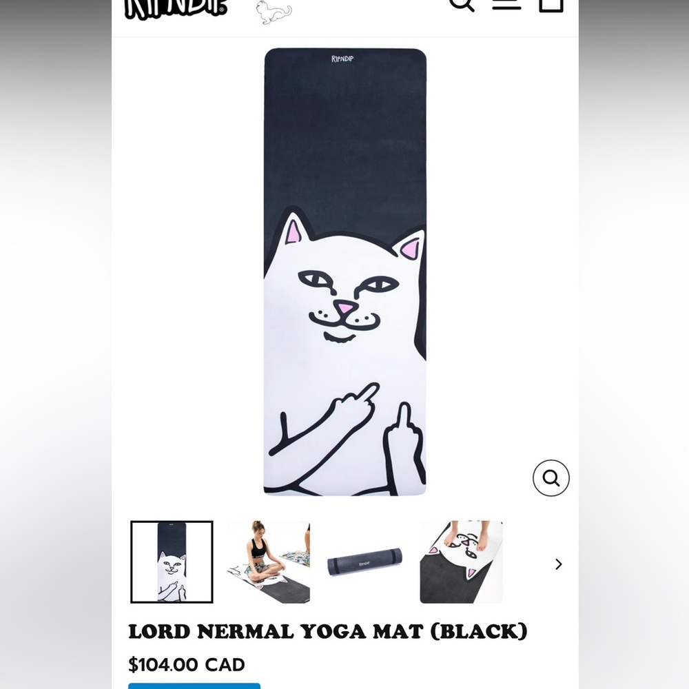 Ripndip Lord Nermal Black and White Yoga Mat